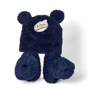 Toby & Me Dark Navy Blue Plush Baby Hat and Bootie Set